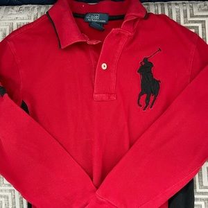 Kids long sleeve red pOlo shirt